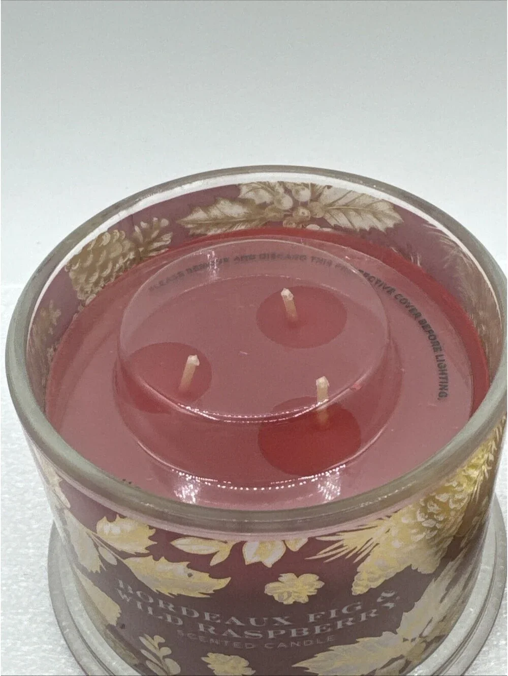 HomeWorx Slatkin 3 Wick 14oz Bordeaux Fig & Wild Raspberry Glass Candle New